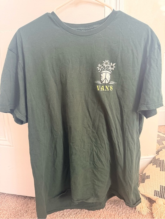 Vans Other - Vans Dark Green Graphic Logo Tee with Floral Shield